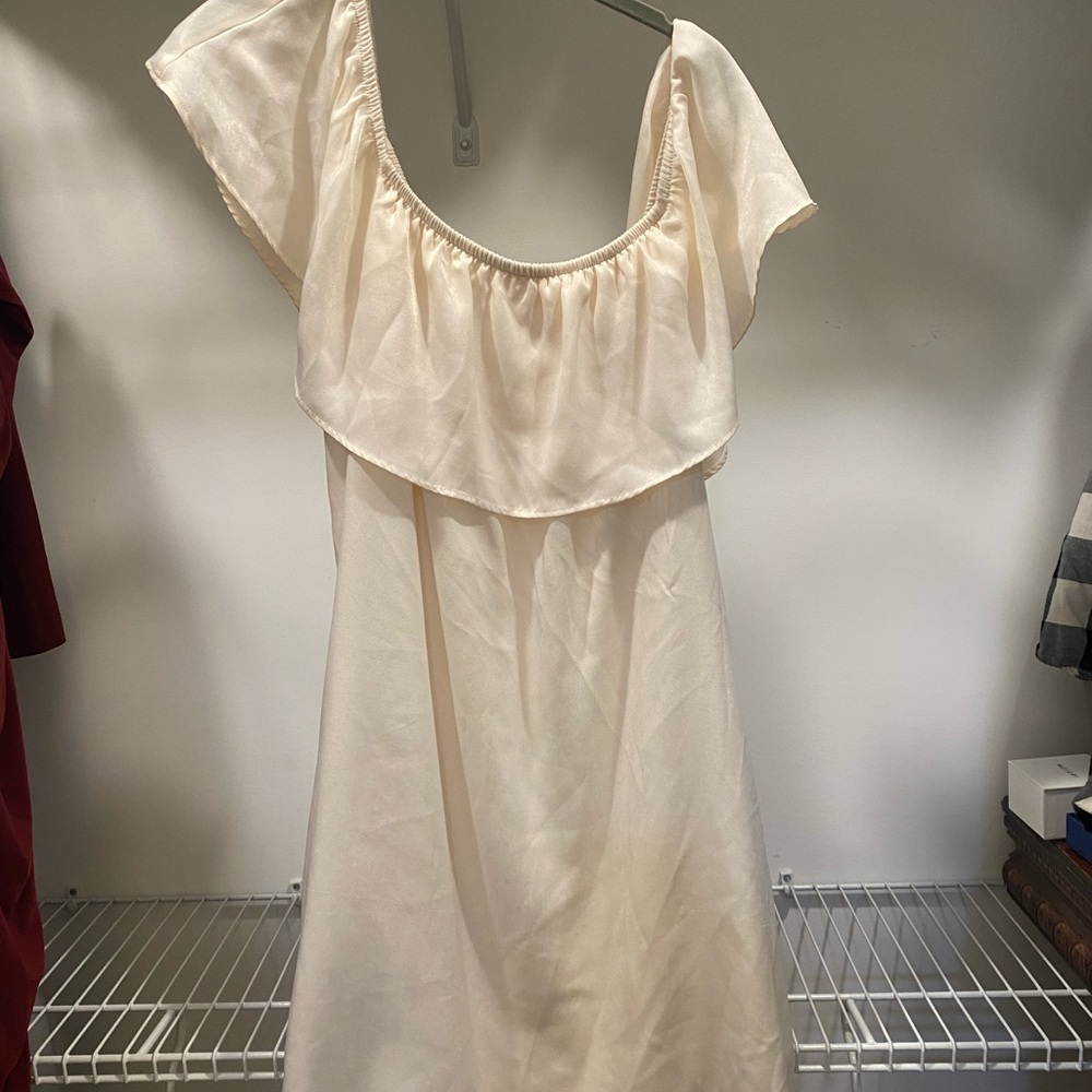 Satin style off the shoulder dress